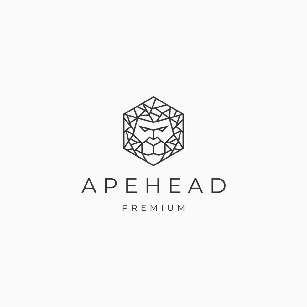 Ape head geometric logo icon design template vector