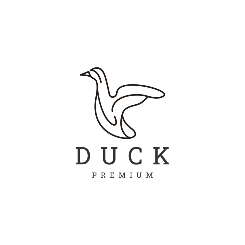 Duck line art logo vector icon design template