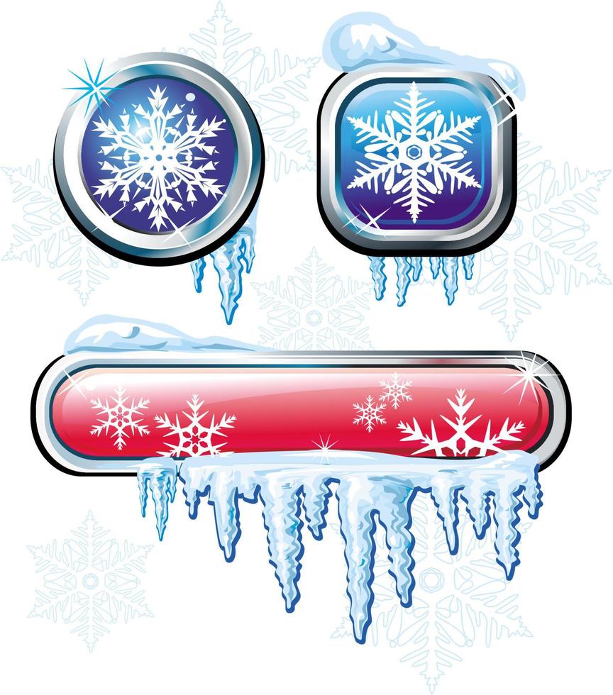 Winter buttons with icicles vector