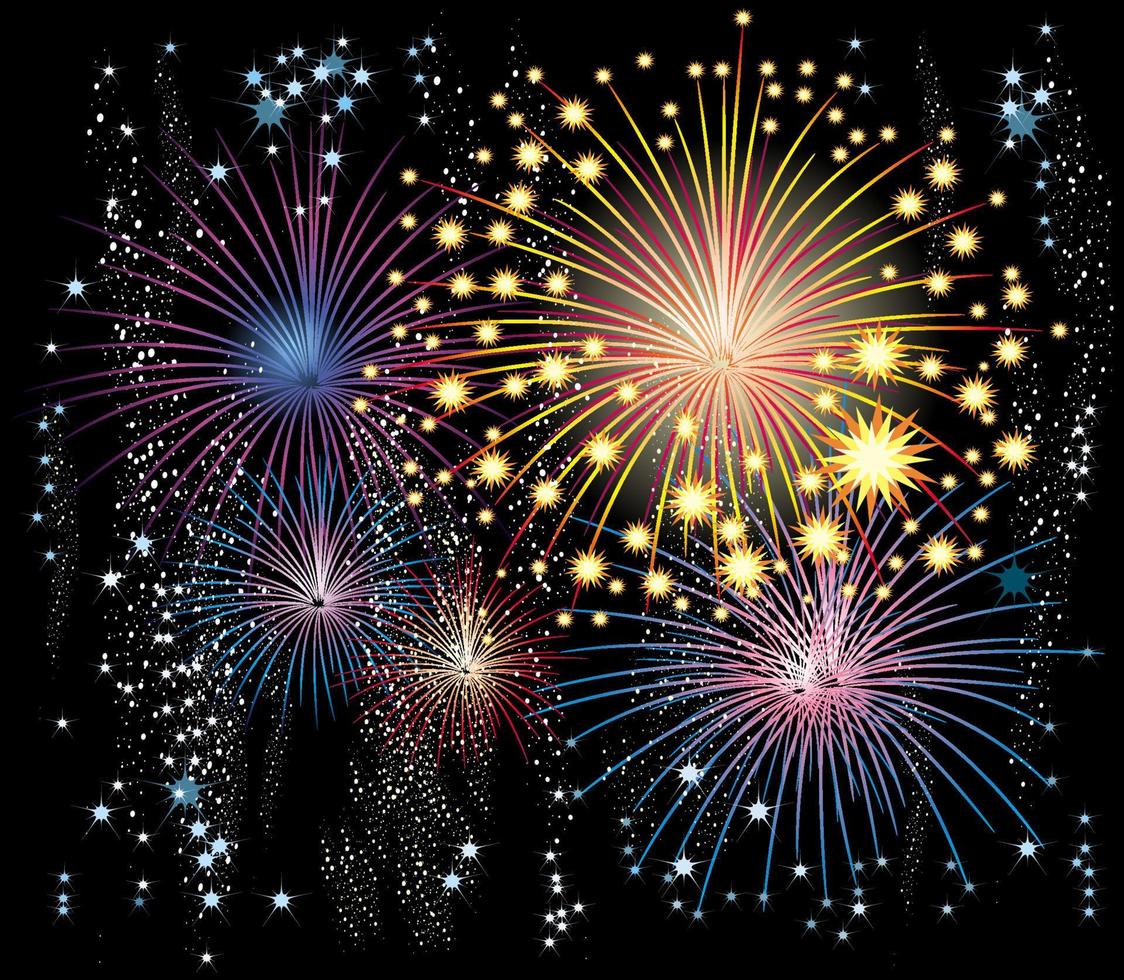 Vector fireworks in the sky