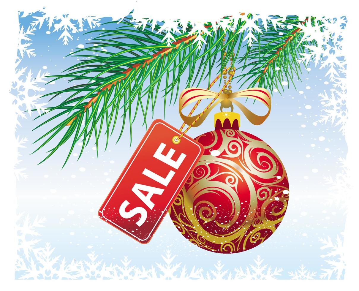 Christmas sale with red ball vector