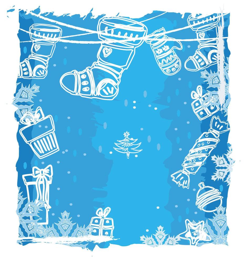 grunge, navidad, fondo azul vector