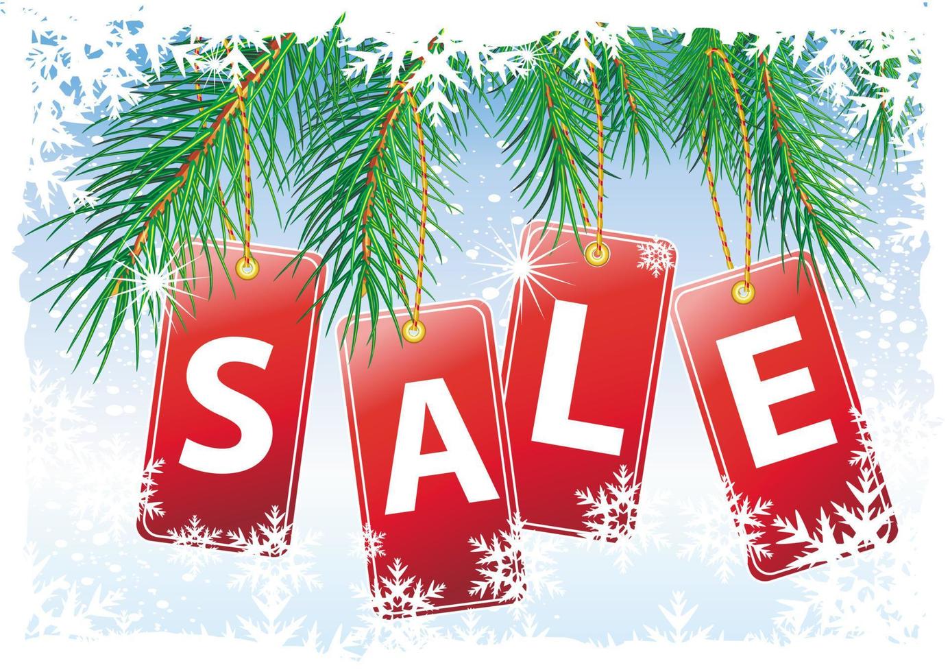 Christmas sale with red labels vector