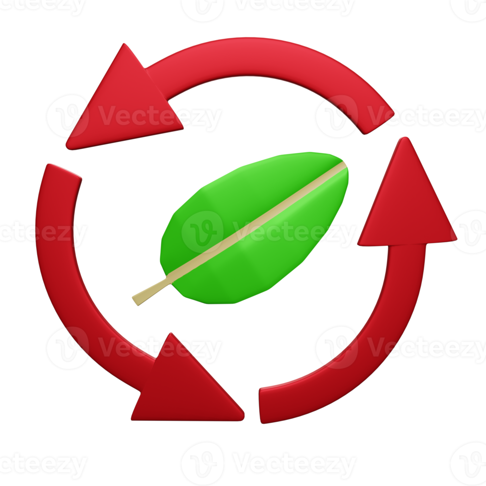 Circle arrows and leaf 3d icons, perfect to use as additional elements in your designs, templates, banners and poster designs png