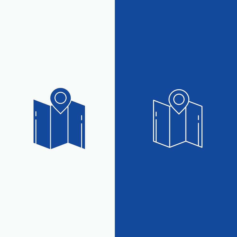 Map Direction Location Navigation Pointer Line and Glyph Solid icon Blue banner Line and Glyph Solid vector