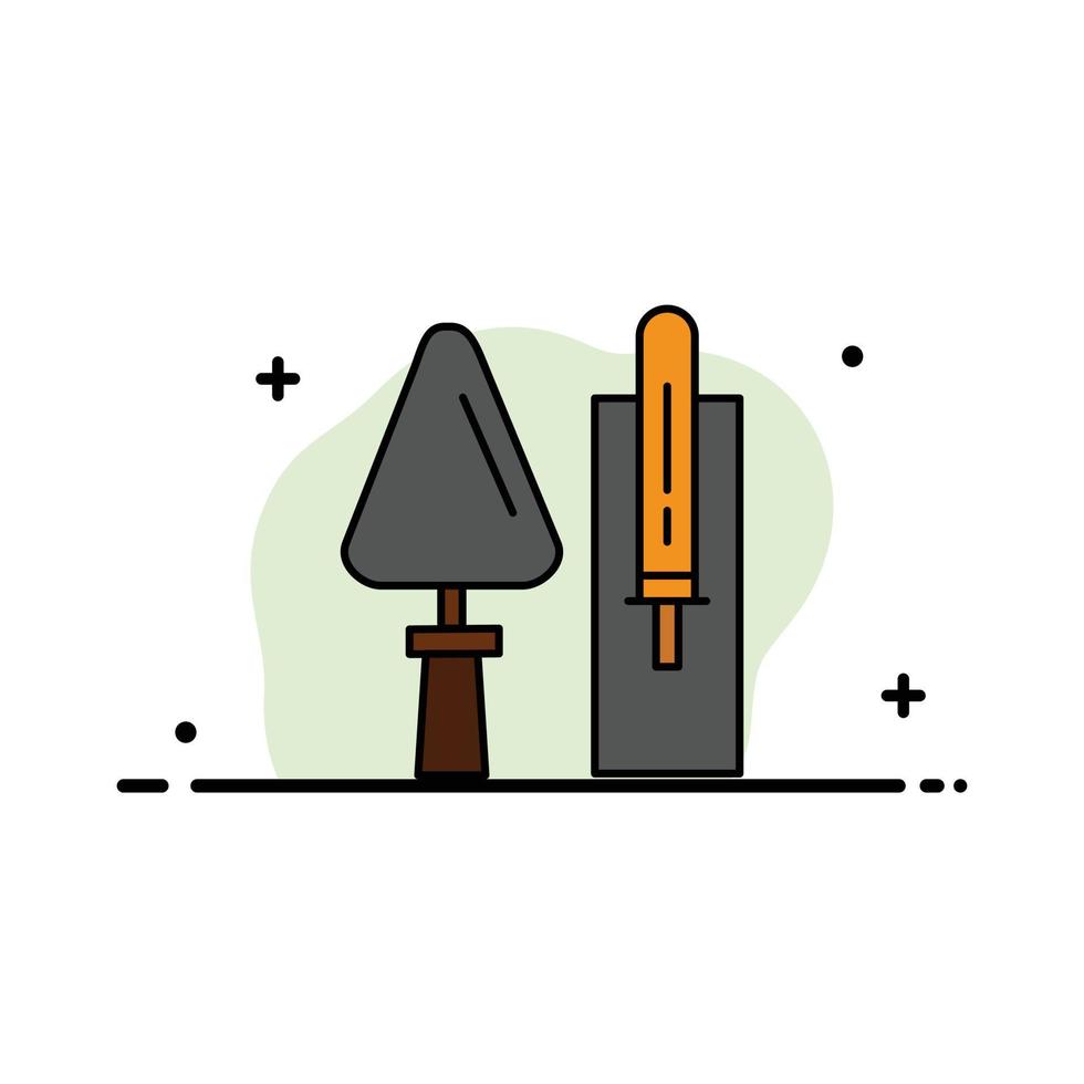 Trowel Brickwork Construction Masonry Tool  Business Flat Line Filled Icon Vector Banner Template