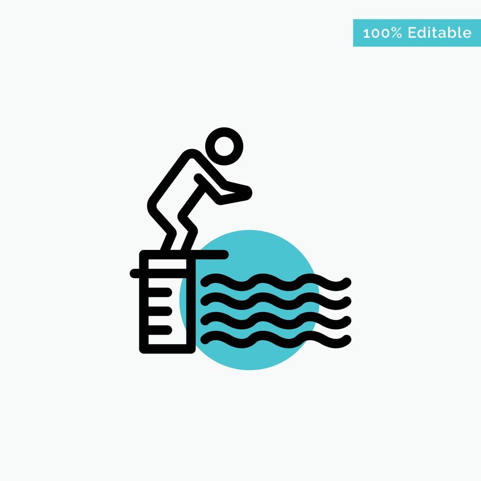 Diving Jump Platform Pool Sport turquoise highlight circle point Vector icon