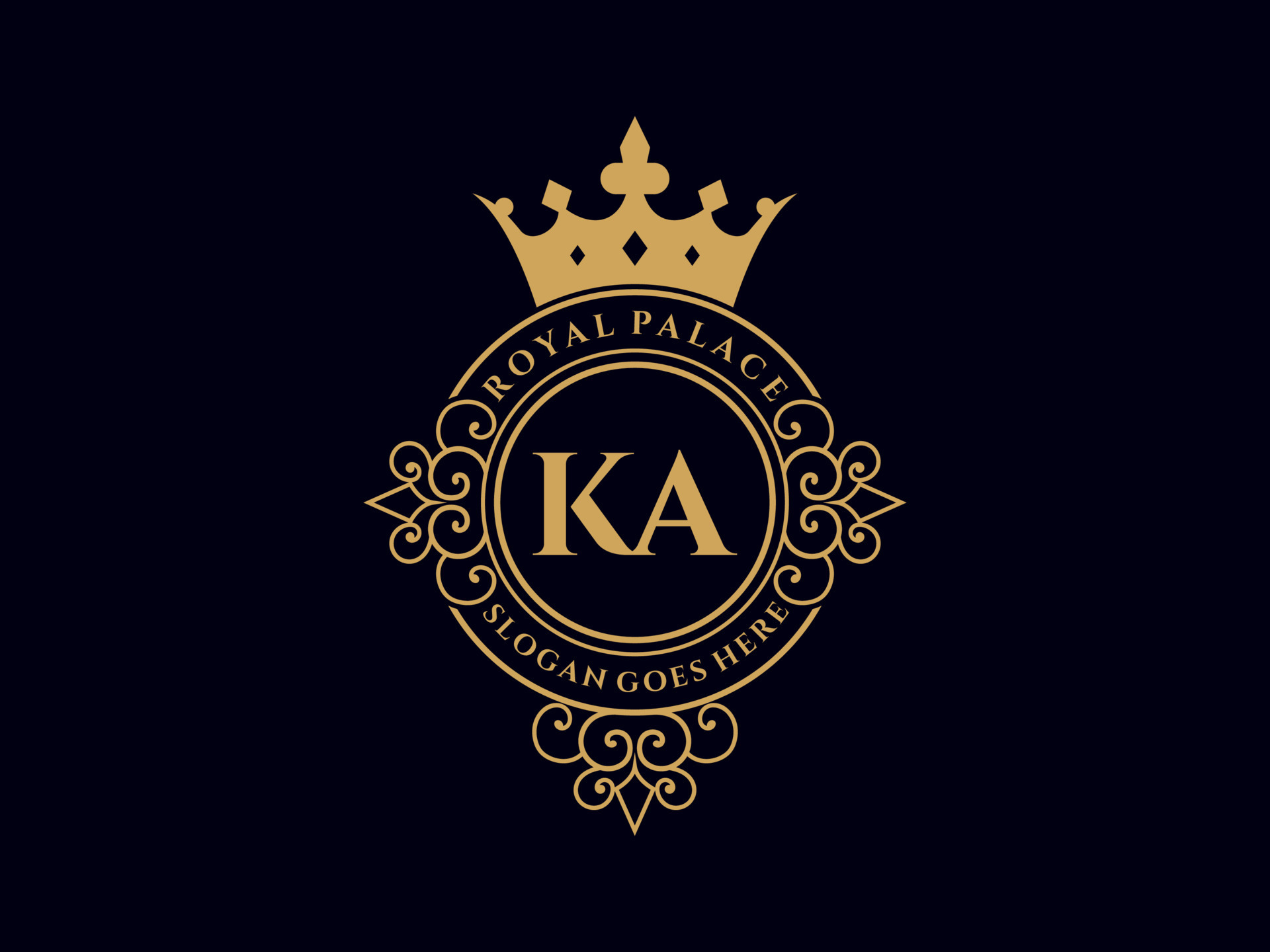 Letter KA Antique royal luxury victorian logo with ornamental frame