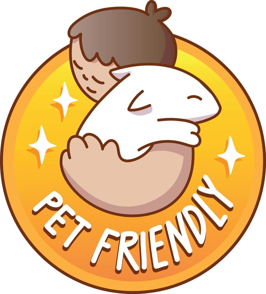 Man hugging his pet, hugging best friend. Protection and care of pets. vector