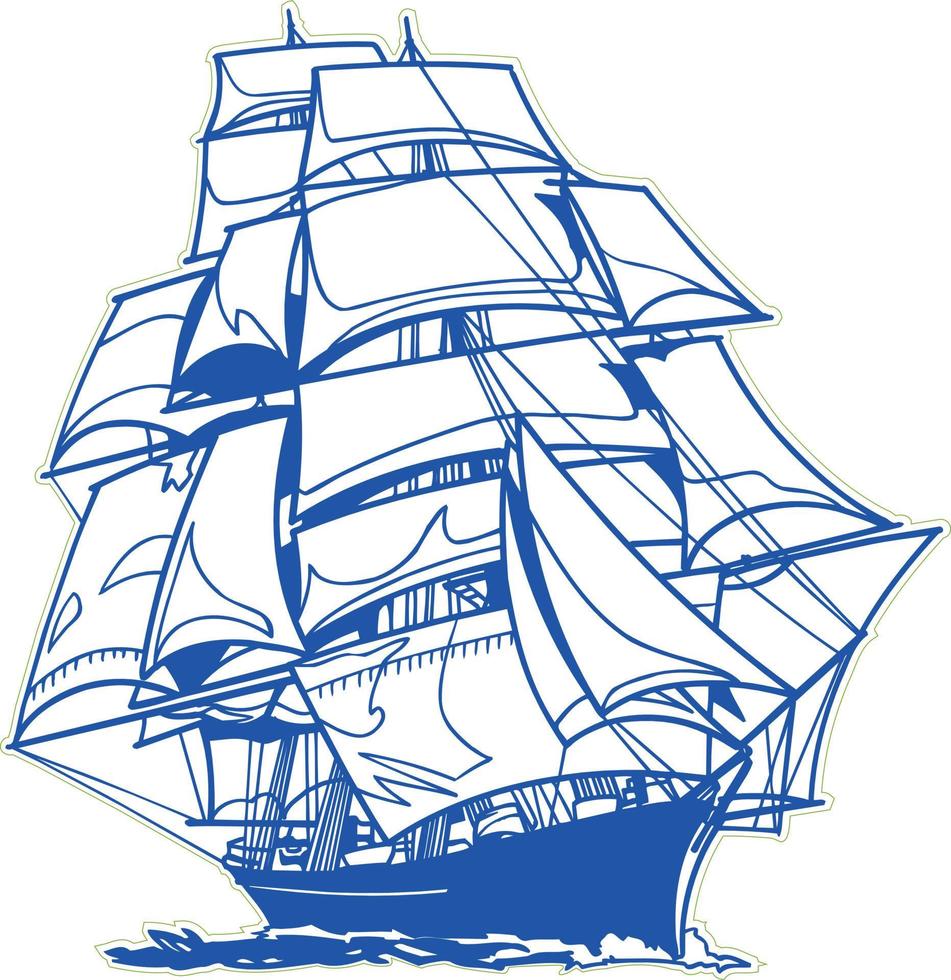 Ship design Monochrome art print vector