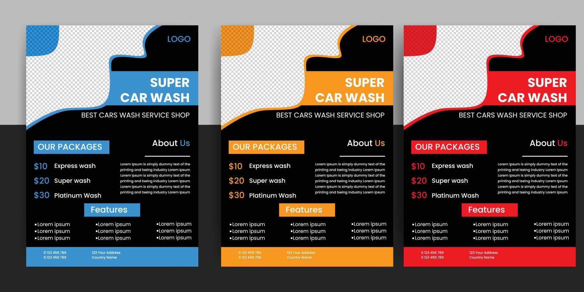 folleto de alquiler de autos de lavado de autos moderno descarga gratuita vector