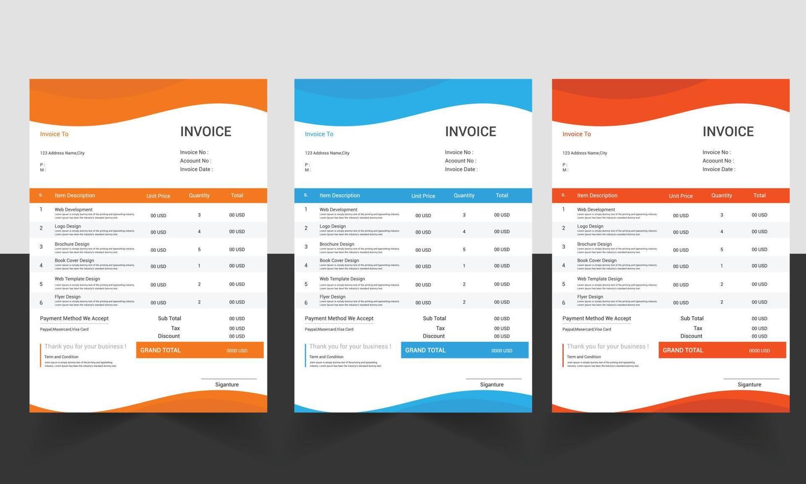 Business invoice form template free download vector