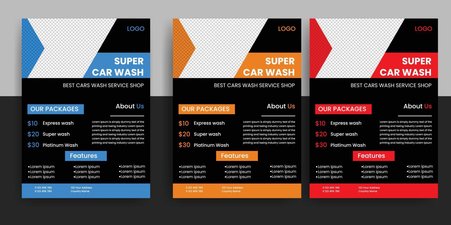 modern car wash car rental flyer free download vector