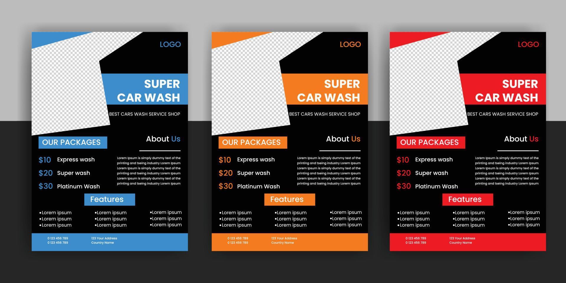 modern car wash car rental flyer free download vector