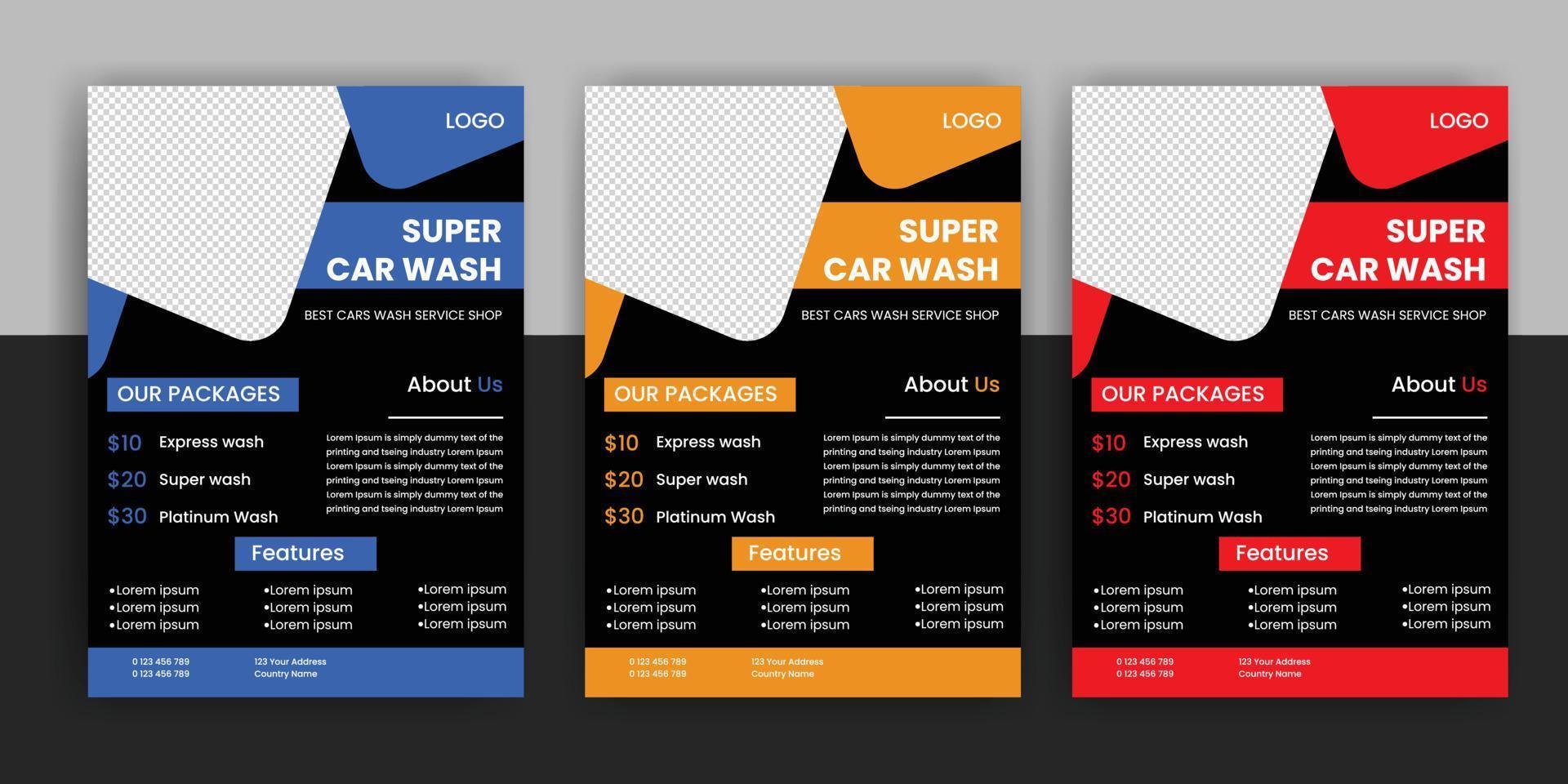 modern car wash car rental flyer free download vector