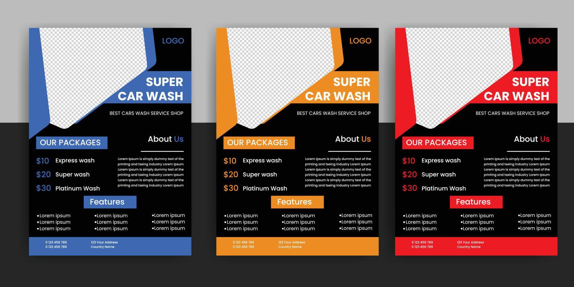 modern car wash car rental flyer free download vector