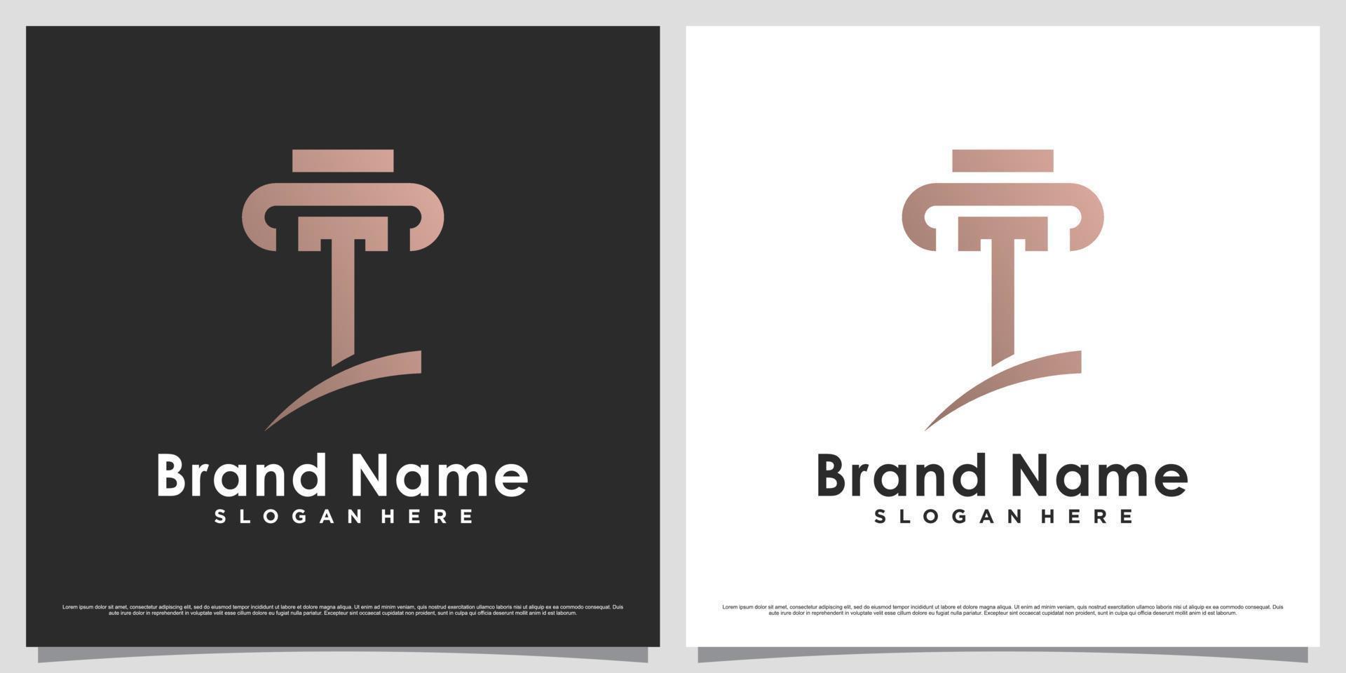 Law firm logo design template for business icon with letter t and creative unique concept vector