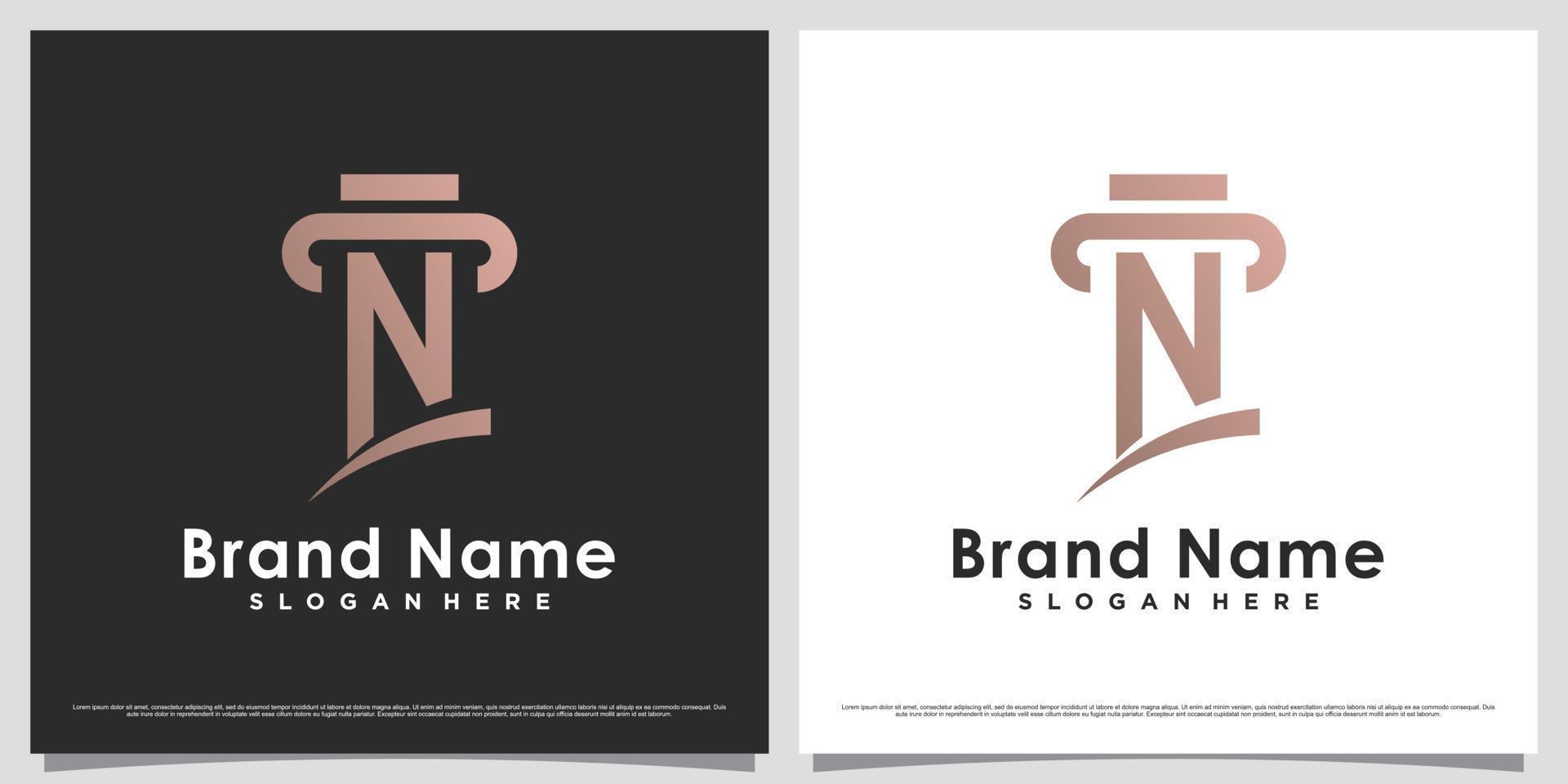 Law firm logo design template for business icon with letter n and creative unique concept vector