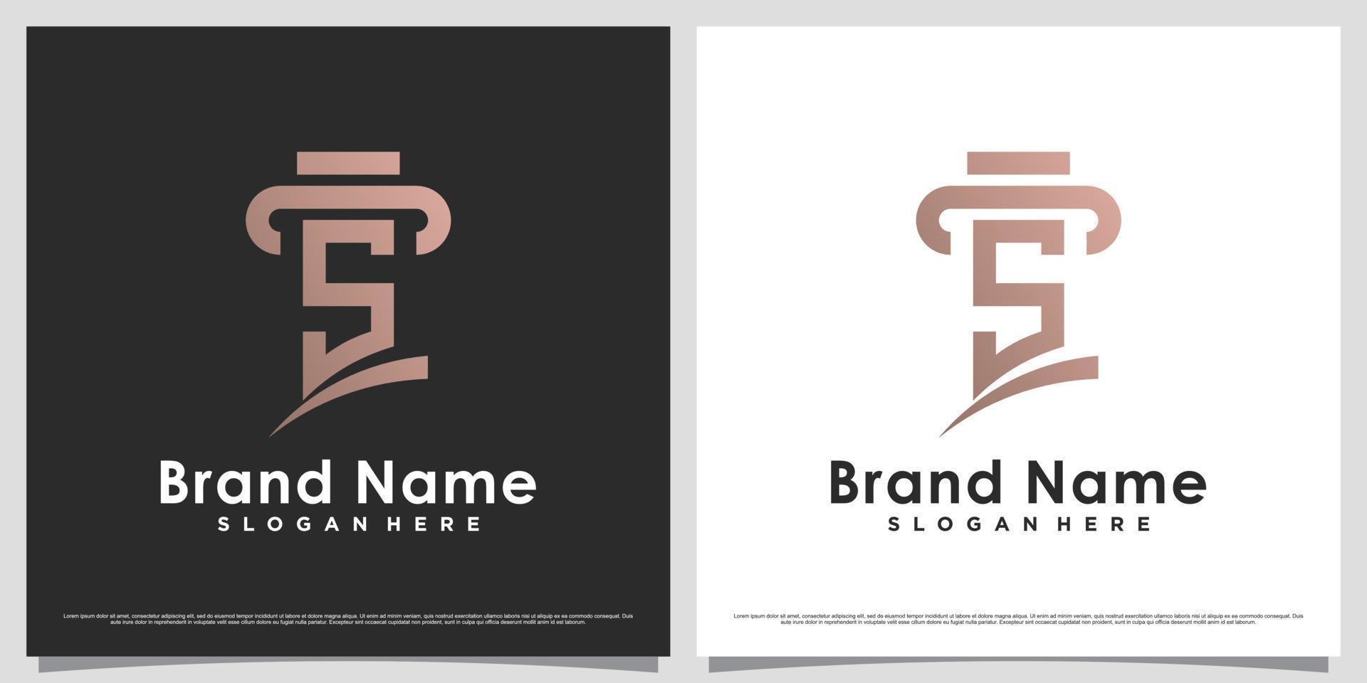 Law firm logo design template for business icon with letter s and creative unique concept vector