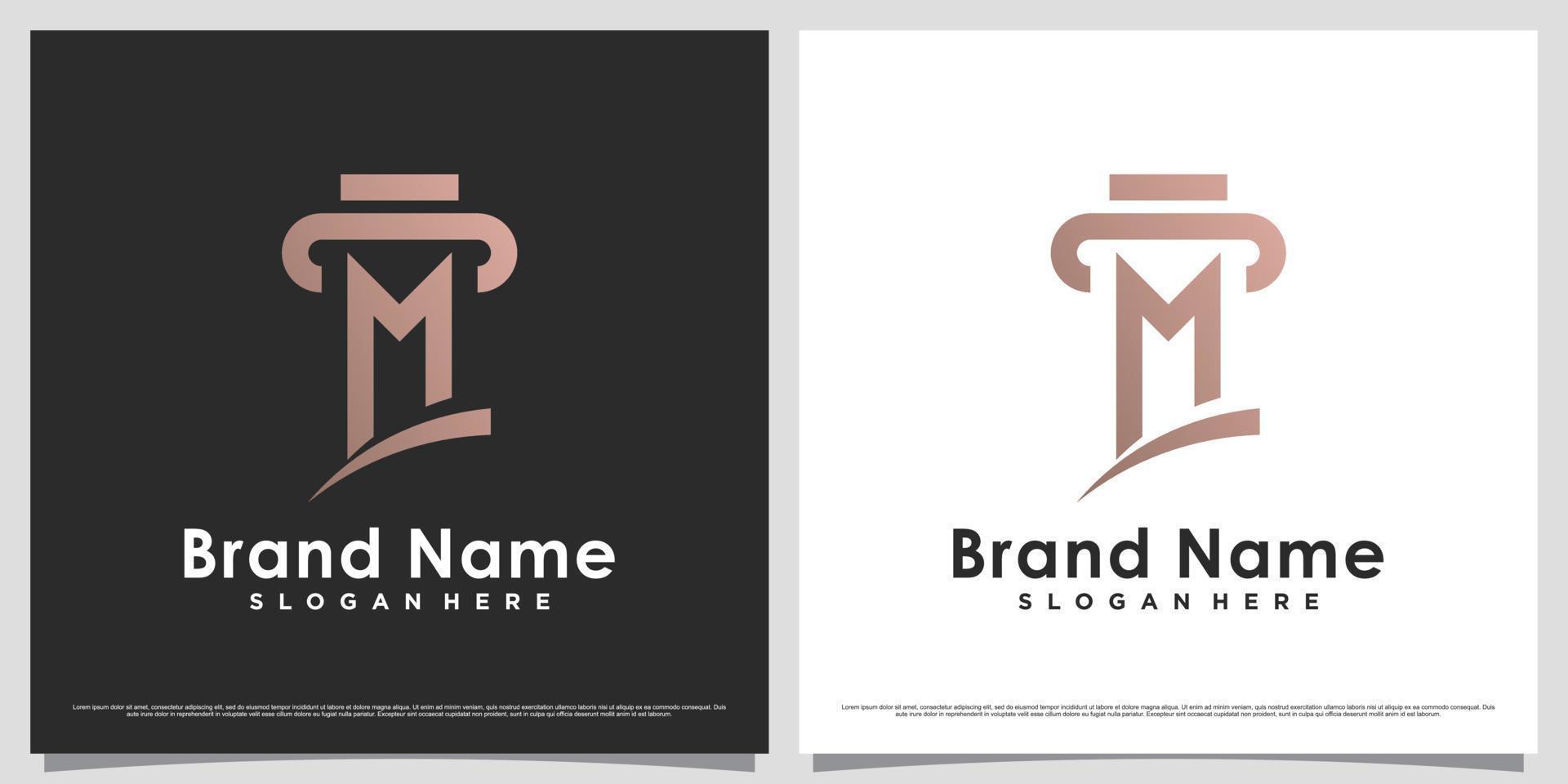Law firm logo design template for business icon with letter m and creative unique concept vector