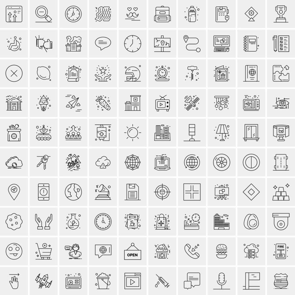 Set of 100 Creative Business Line Icons vector