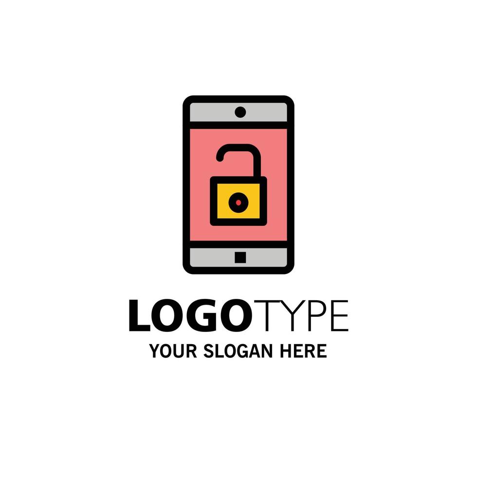 Application Mobile Mobile Application Unlock Business Logo Template Flat Color vector