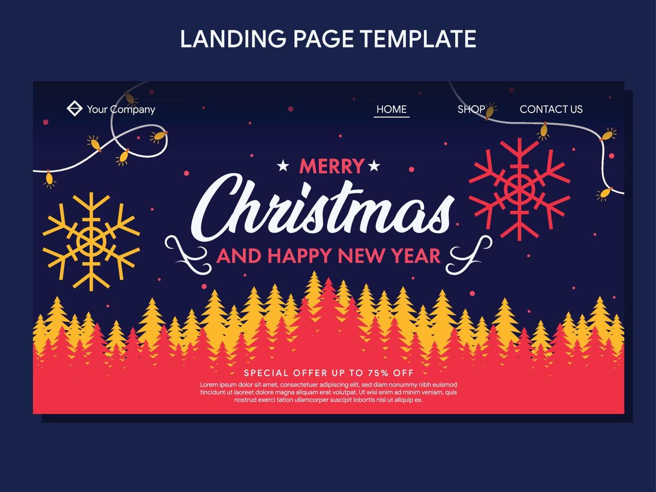 flat christmas landing page banner template vector