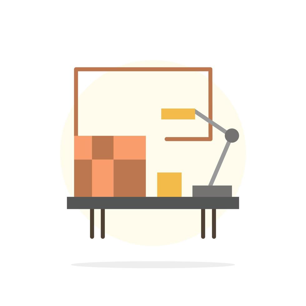 Workplace Desk Office Table Abstract Circle Background Flat color Icon vector