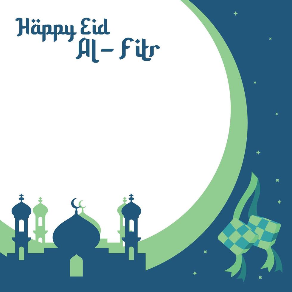 Happy Eid Al-Fitr Twibbon Template Frame Background Design Vector Illustration