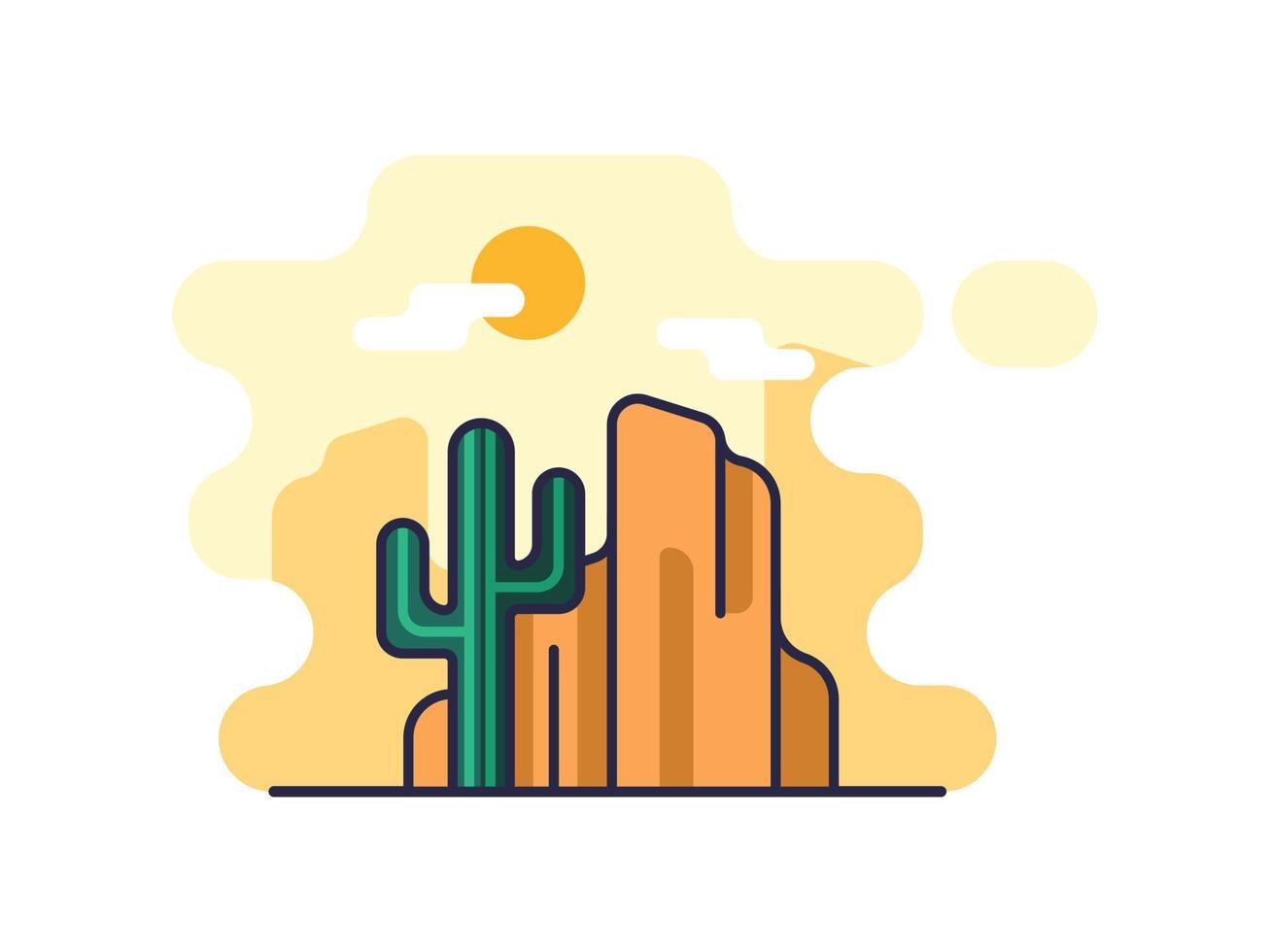 Illustration of a cactus icon, isolated on a white background. nature landscape. vector