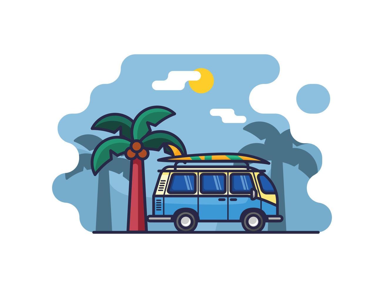 ilustración de vacaciones en coche de viaje y tema de vacaciones diseño de ilustración vectorial icono aislado sobre un fondo blanco. vector