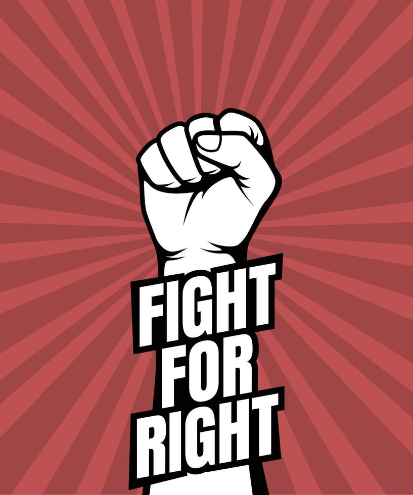 Protest Art, Fight For Right, Hand Clenched, Hands Power, Protest Symbol Sign vector