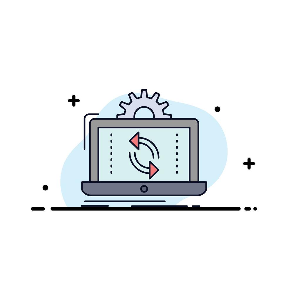 data processing Analysis reporting sync Flat Color Icon Vector
