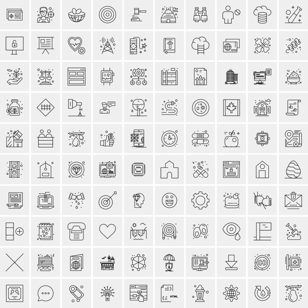 Pack of 100 Universal Line Icons for Mobile and Web vector