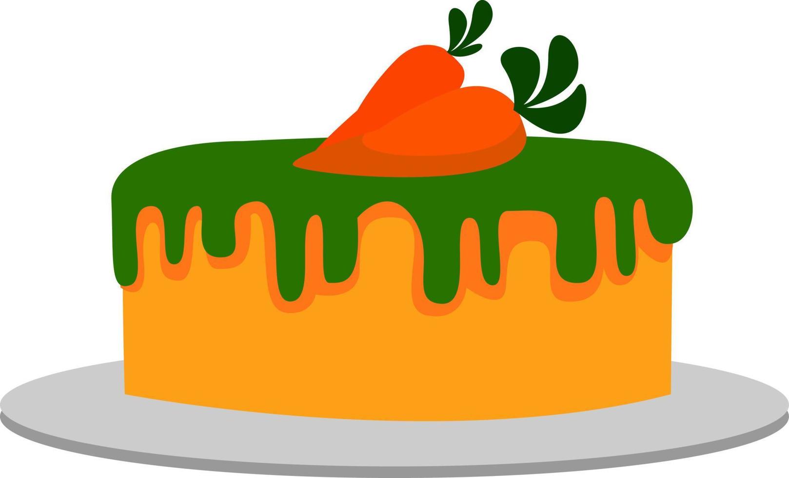 Tarta de zanahoria, ilustración, vector sobre fondo blanco.