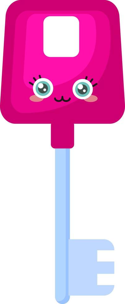 Pink key, illustration, vector on a white background.