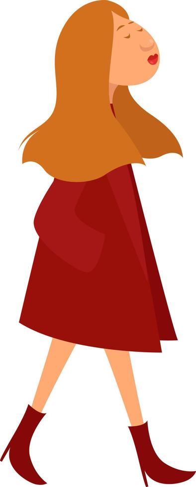 Fancy red coat, illustration, vector on a white background.