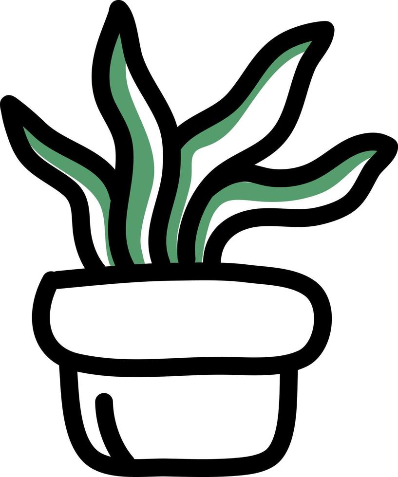 Tropical plant in a pot,illustration, vector on white background.