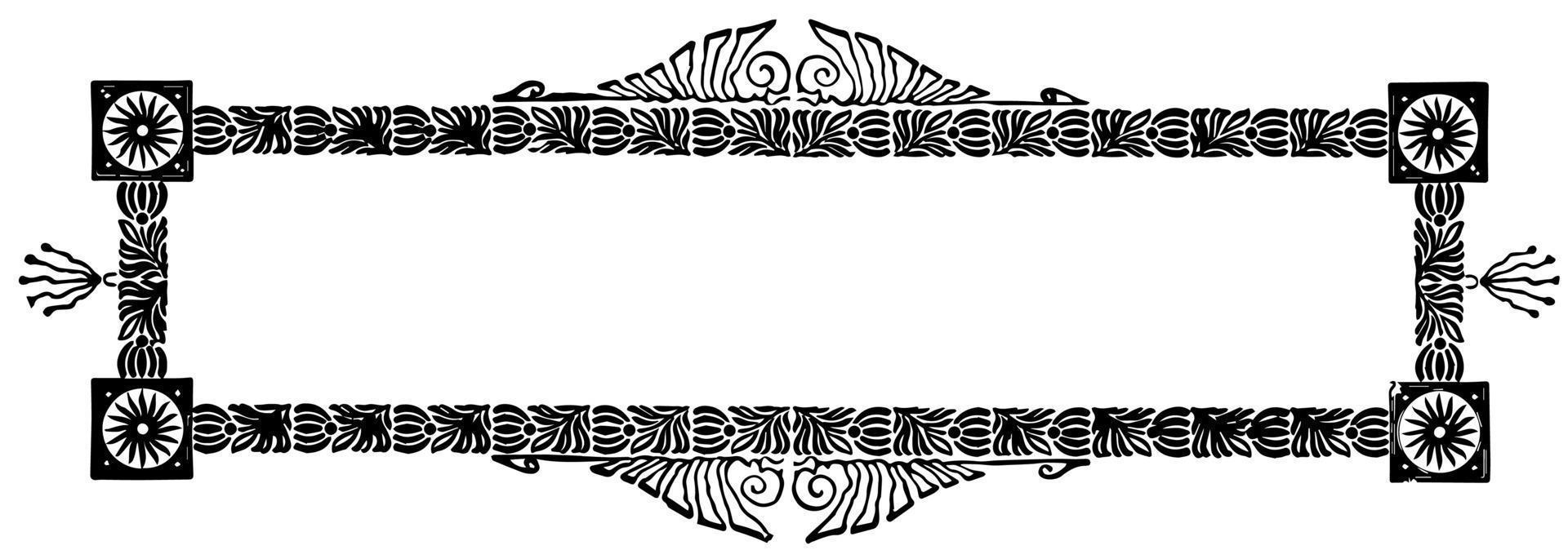 Floral banner have leaves and flowers border, vintage engraving. vector