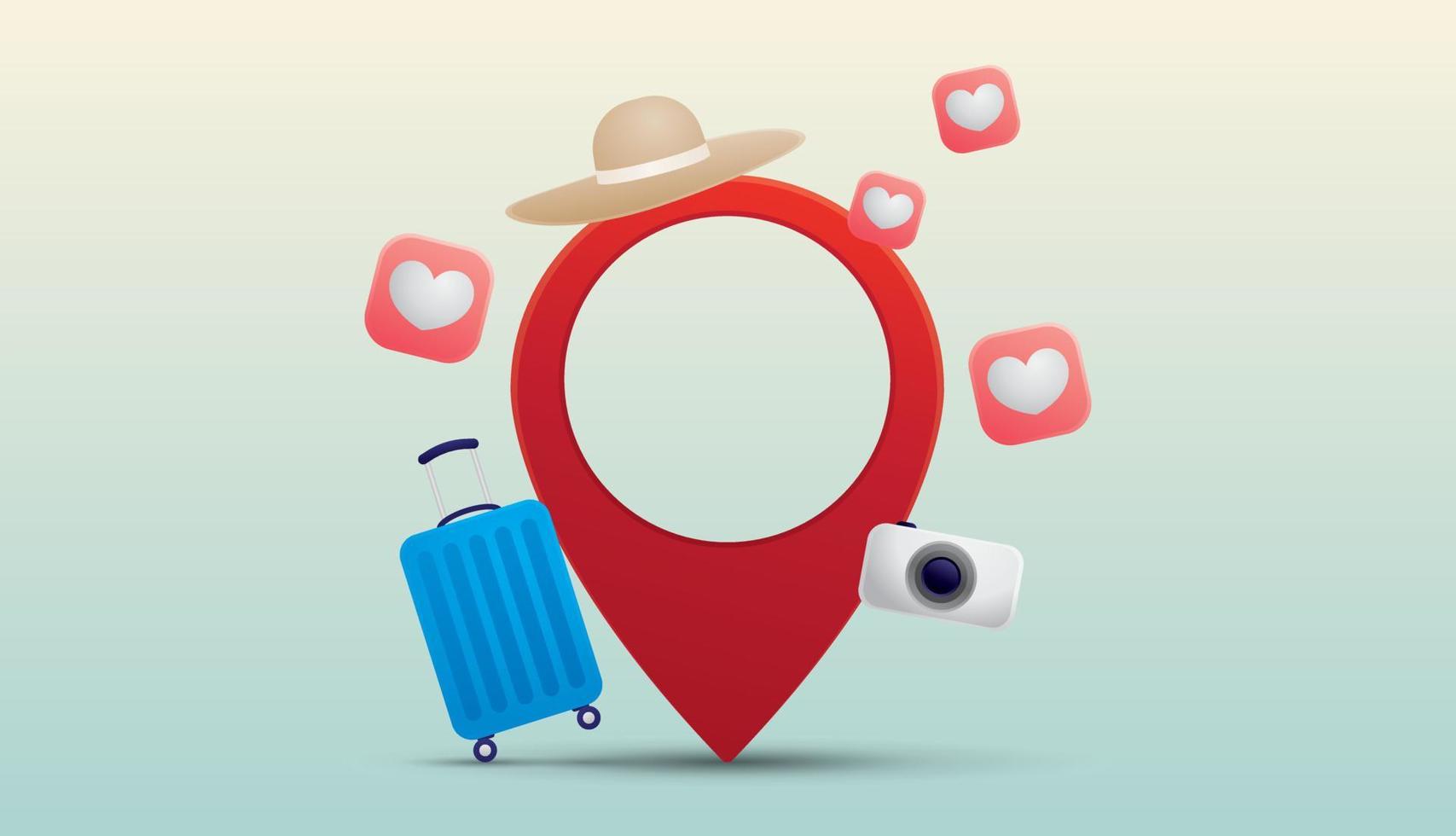 location symbol with travelling graphic elements illustration vector