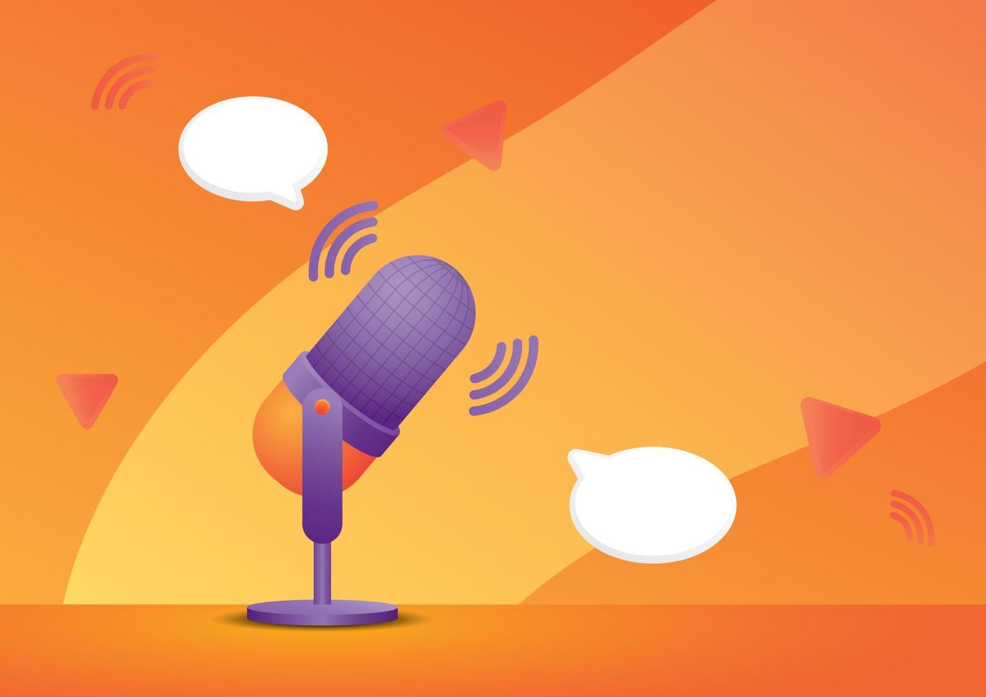 podcast or radio show illustration vector with copy space