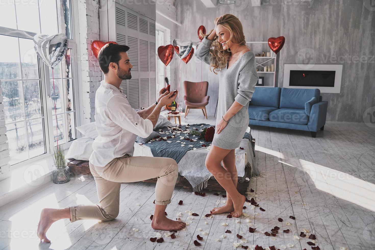 Couple celebrating Valentines day photo