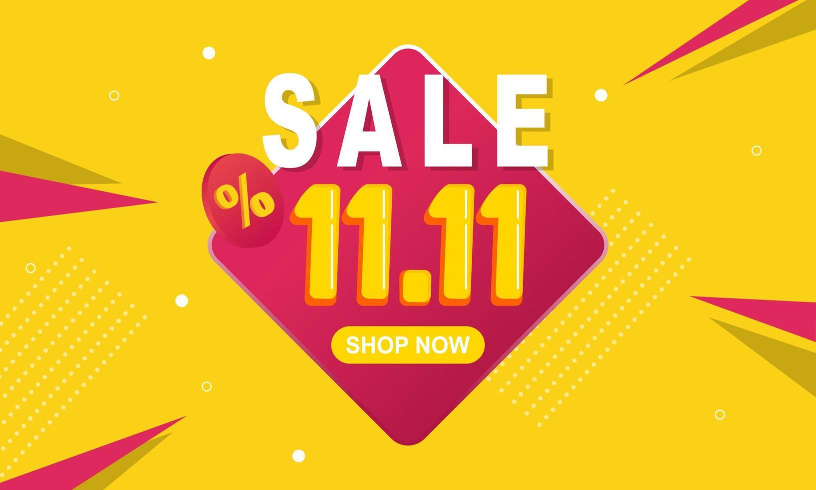 11.11 Shopping day sale. Global shopping world day Sale on colorful background vector