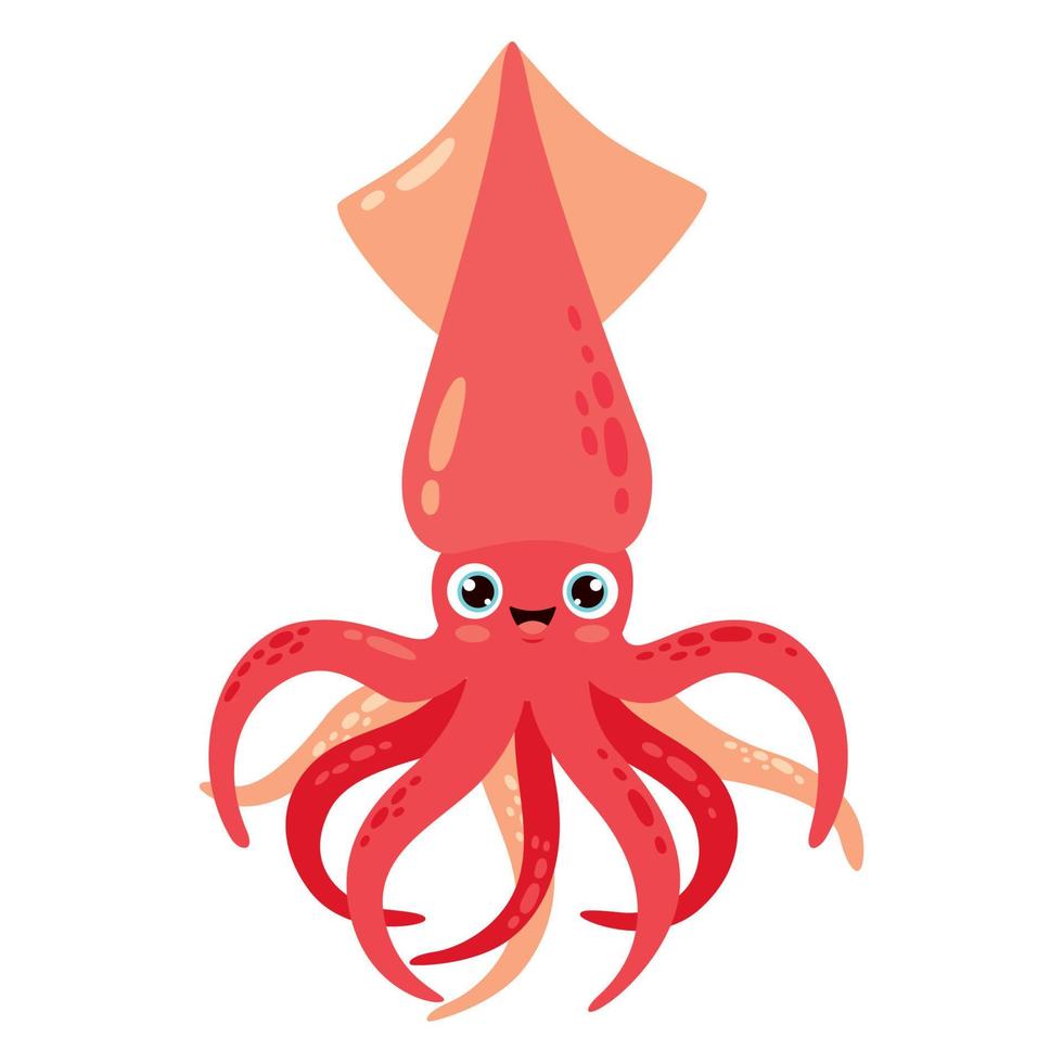 Cartoon Drawing Of A Squid vector