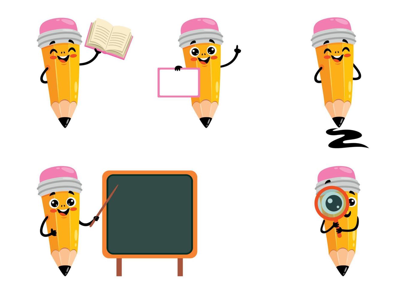 Cartoon Drawing Of A Pencil Character vector