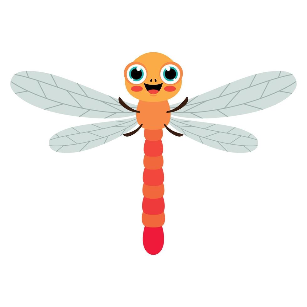 ilustración de dibujos animados de una libélula vector