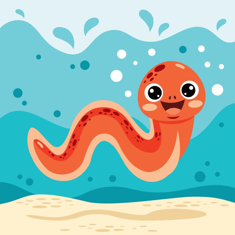 Cartoon Drawing Of An Eel vector