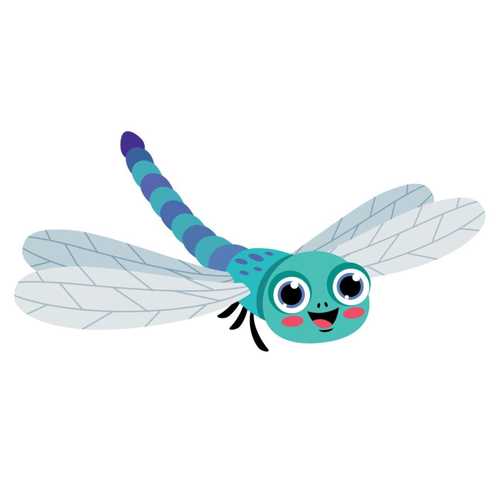 ilustración de dibujos animados de una libélula vector