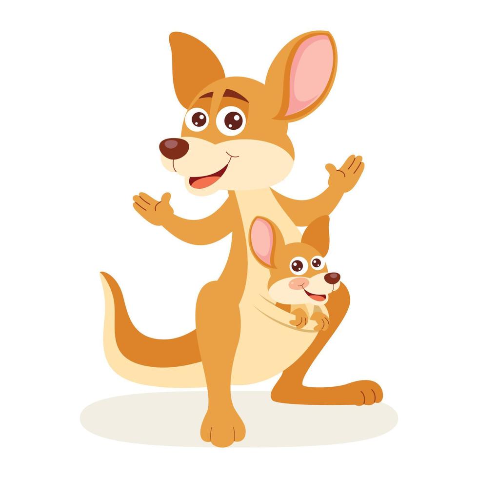 Cartoon Mother And Baby Kangaroo vector