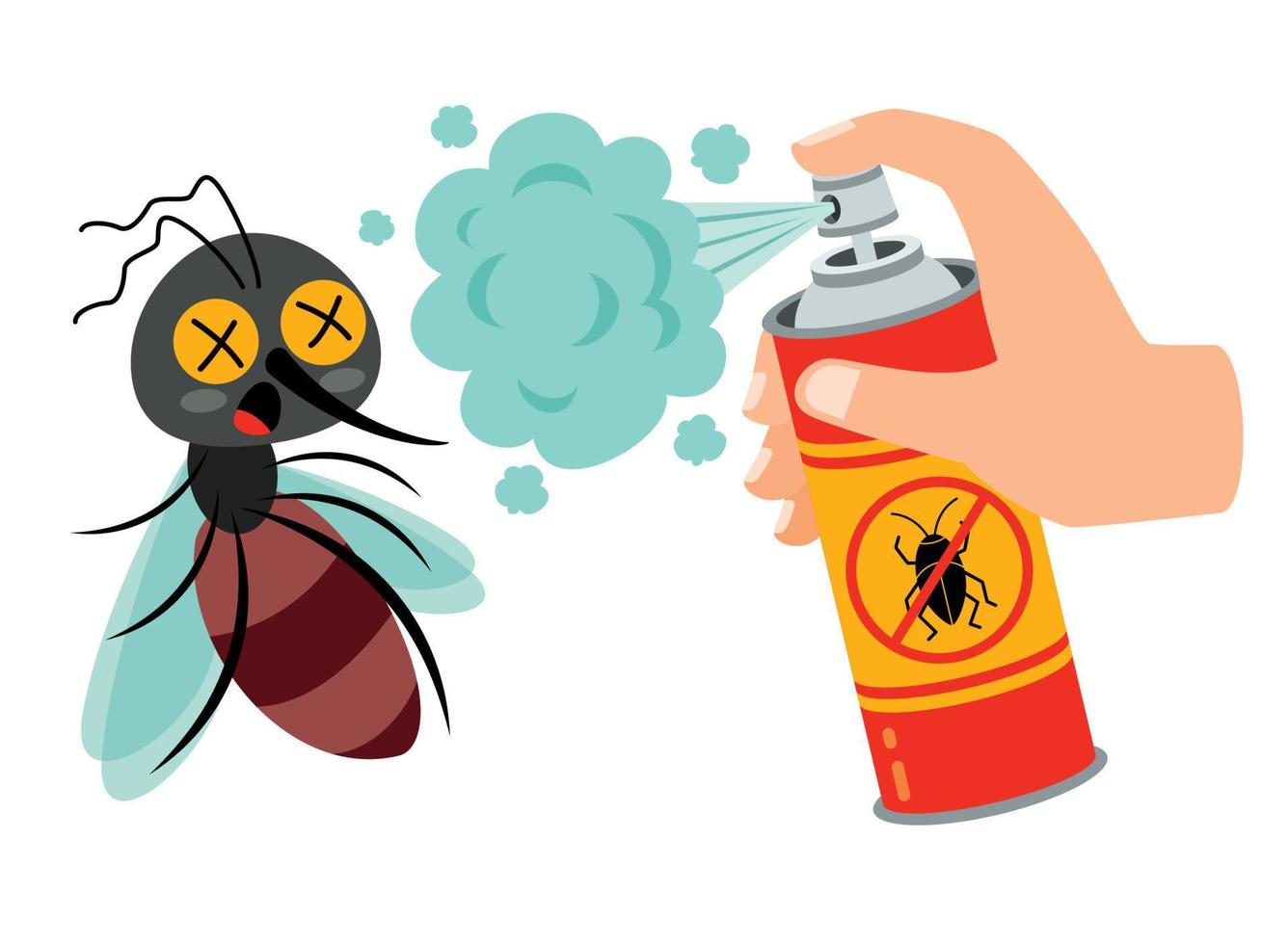 Bug Repellent Spray Can Spaying On Mosquito vector